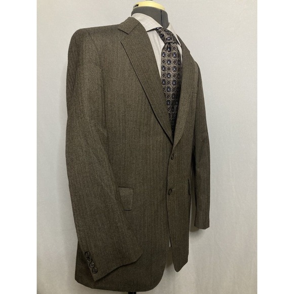 Mens Sport Coat Blazer Suit Jacket 39R 43" Brown Herringbone 2 Button Wool USA* - Picture 3 of 12